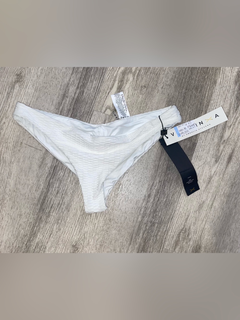 Vitamin A White Textured Bikini Bottom